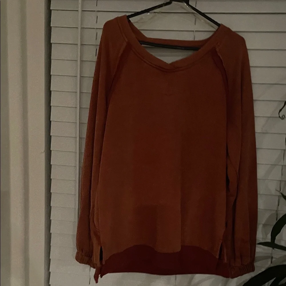 POL Rust Orange Lace-Up Back sweatshirt - Picture 14 of 15